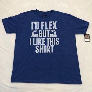 Las Vegas Fight Shop I’D Flex But I Like This Shirt Chin Up Apparel Mens XL Blue
